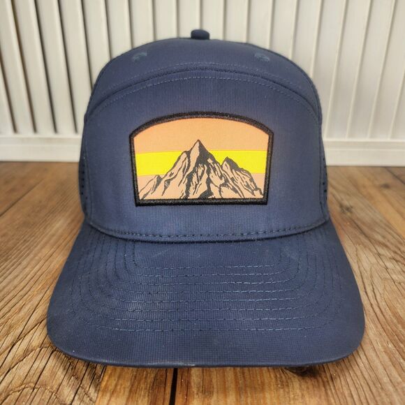 Subaru Gear Colorblock Mountain Snapback Hat Cap Navy Blue Patch Outdoors Hiking - Picture 2 of 11